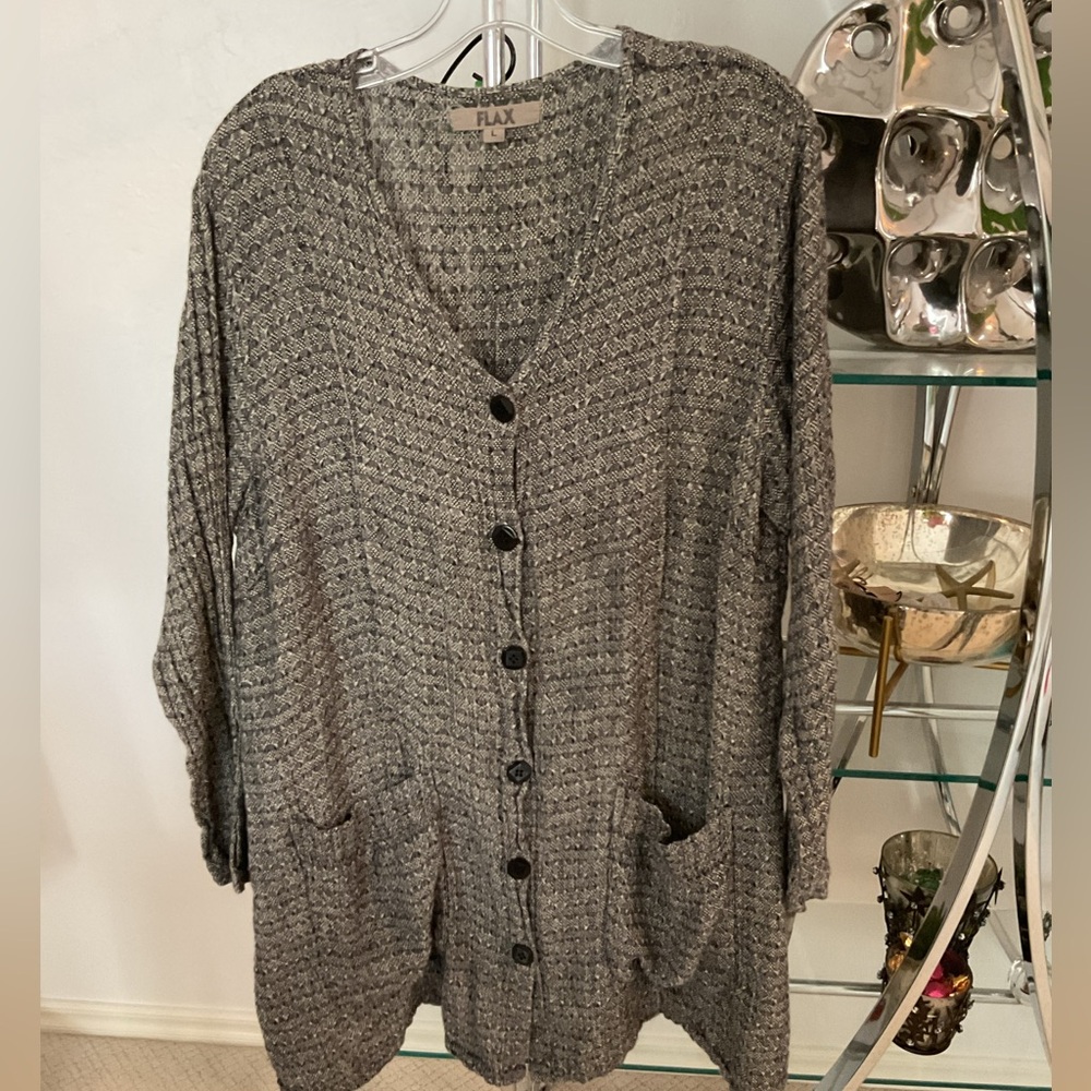 Flax Women's Textured Black Cardigan